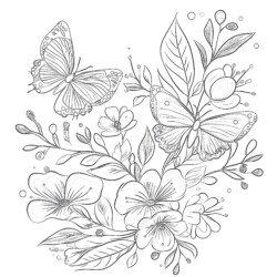 Coloring Pages Flowers Butterflies - Printable Coloring page