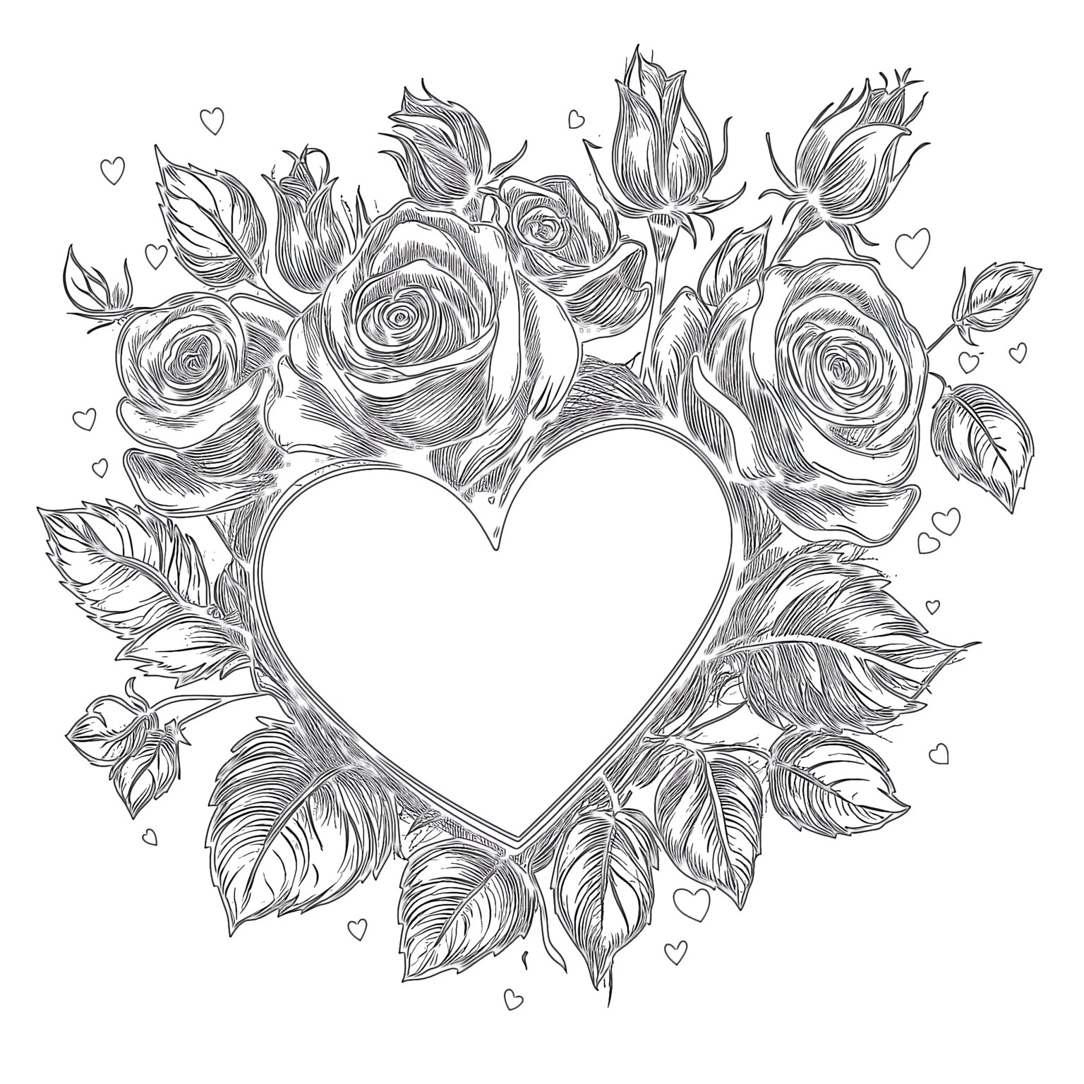 Coloring Pages Of Roses And Hearts | Coloring Pages Mimi Panda