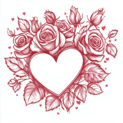 Coloring Pages Of Roses And Hearts - Origin image