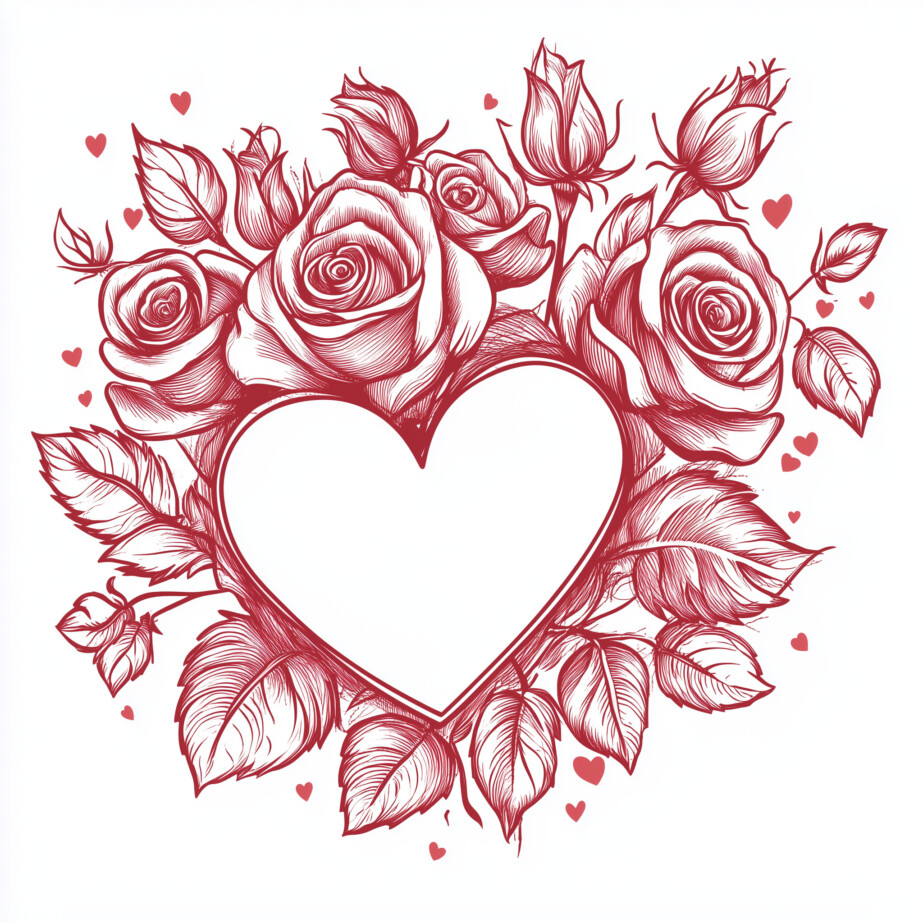 Coloring Pages Of Roses And Hearts 2