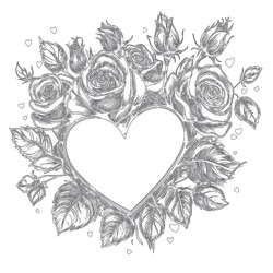 Coloring Pages Of Roses And Hearts - Printable Coloring page