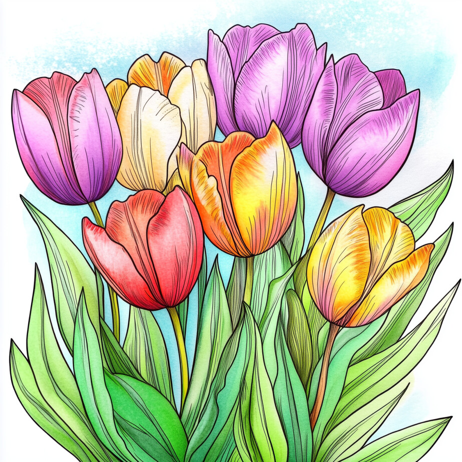 Coloring Pages Of Tulips 2