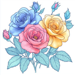 Coloring Pages Roses Flowers - Origin image