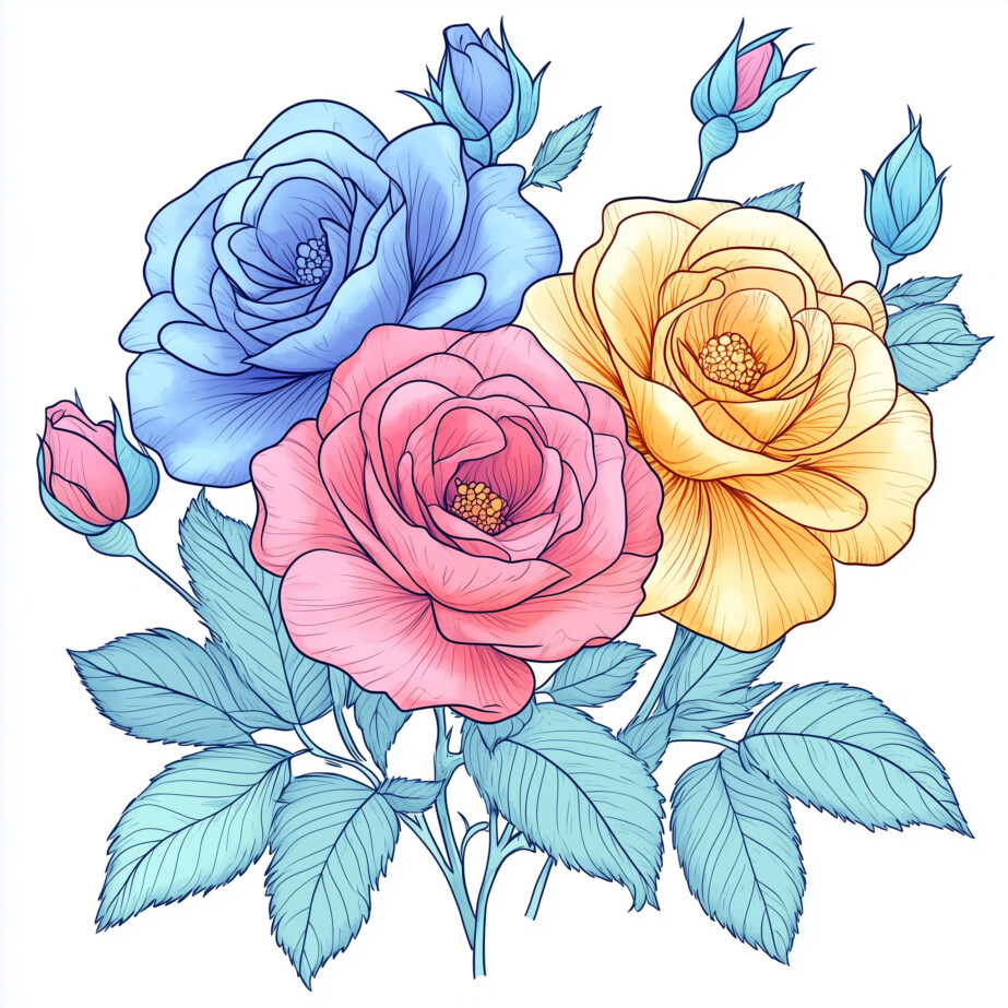 Coloring Pages Roses Flowers 2