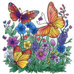 Coloring Pictures Of Butterflies And Flowers 2 2