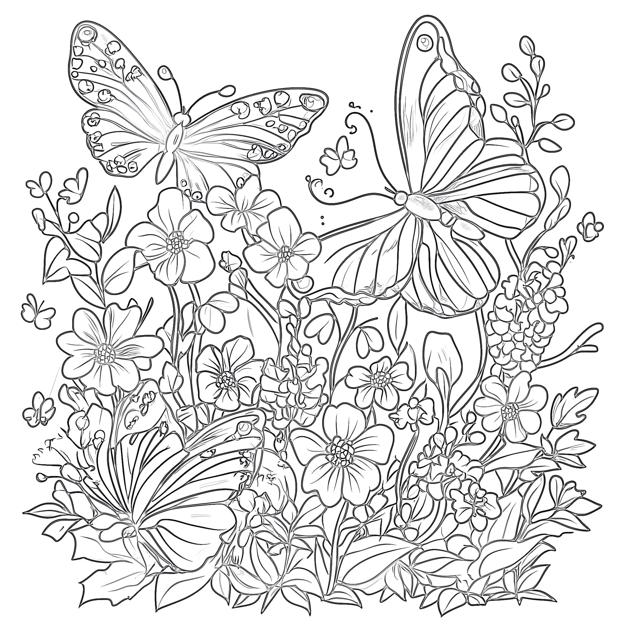 Coloring Pictures Of Butterflies And Flowers | Coloring Pages Mimi Panda