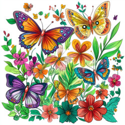 Coloring Pictures Of Flowers And Butterflies - Origin image