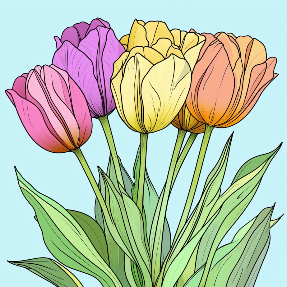 Coloring Pictures Of Tulips 2