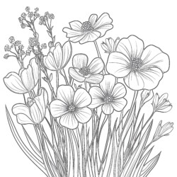 Coloring Spring Flowers - Printable Coloring page