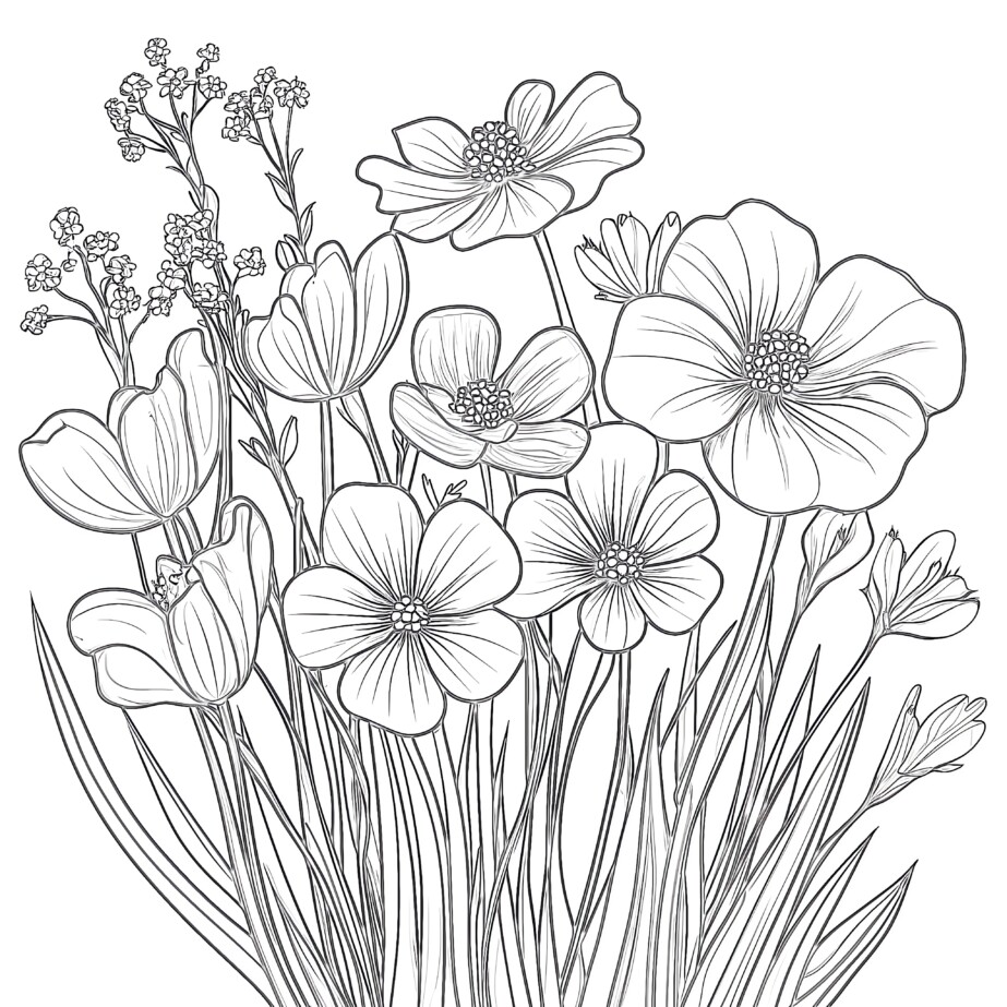 Coloring Spring Flowers