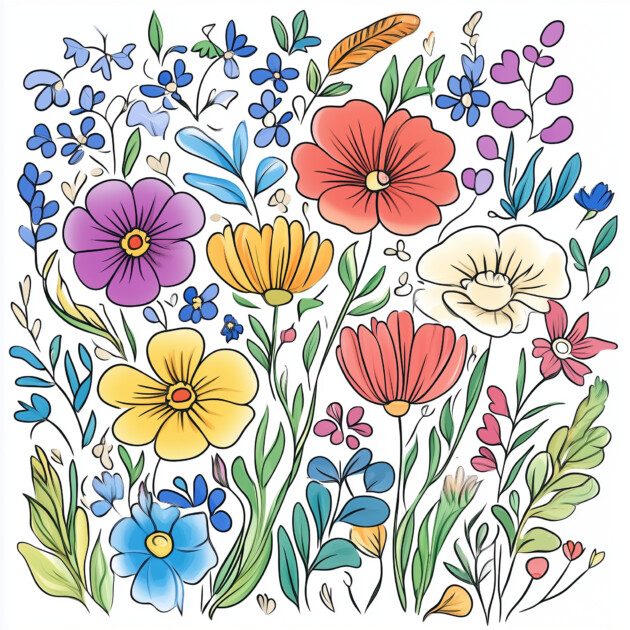Coloring Flowers Worksheets Pdf