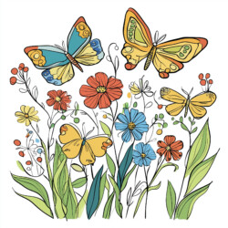 Colouring Pictures Of Flowers And Butterflies - Origin image