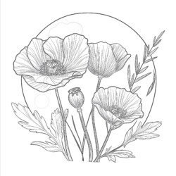 Colouring Poppies Coloring Page - Printable Coloring page