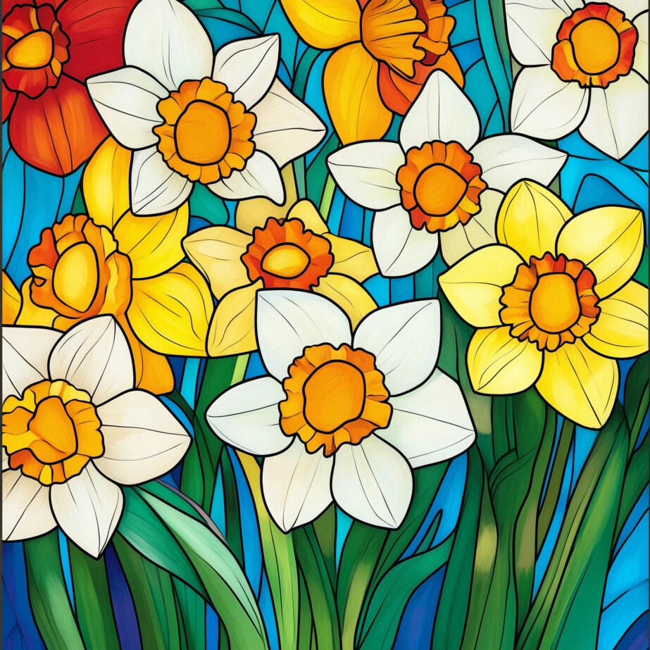 Daffodils Colouring Pages 2