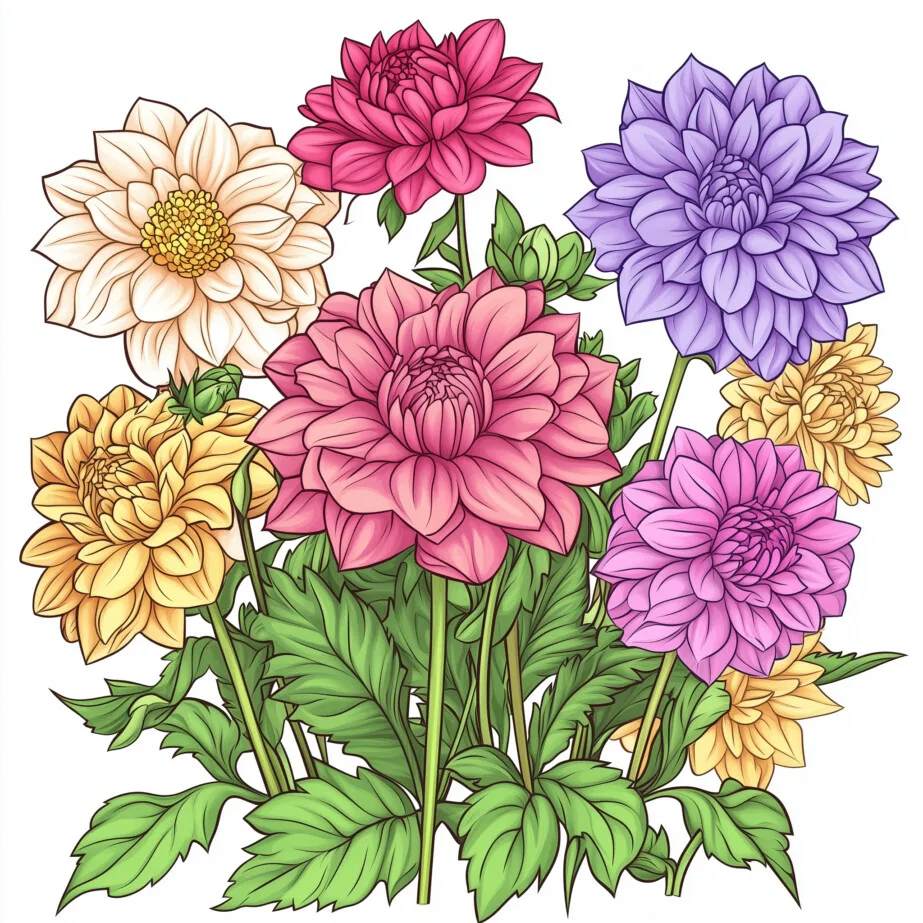 ✳︎ dahlia ✳︎様ご相談用ページ Dahlia Coloring Page | Coloring Pages Mimi Panda