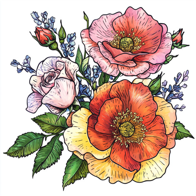 Detailed Coloring Pages Flowers Coloring Pages Mimi Panda