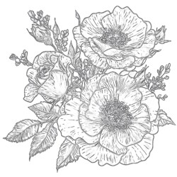 Detailed Coloring Pages Flowers - Printable Coloring page