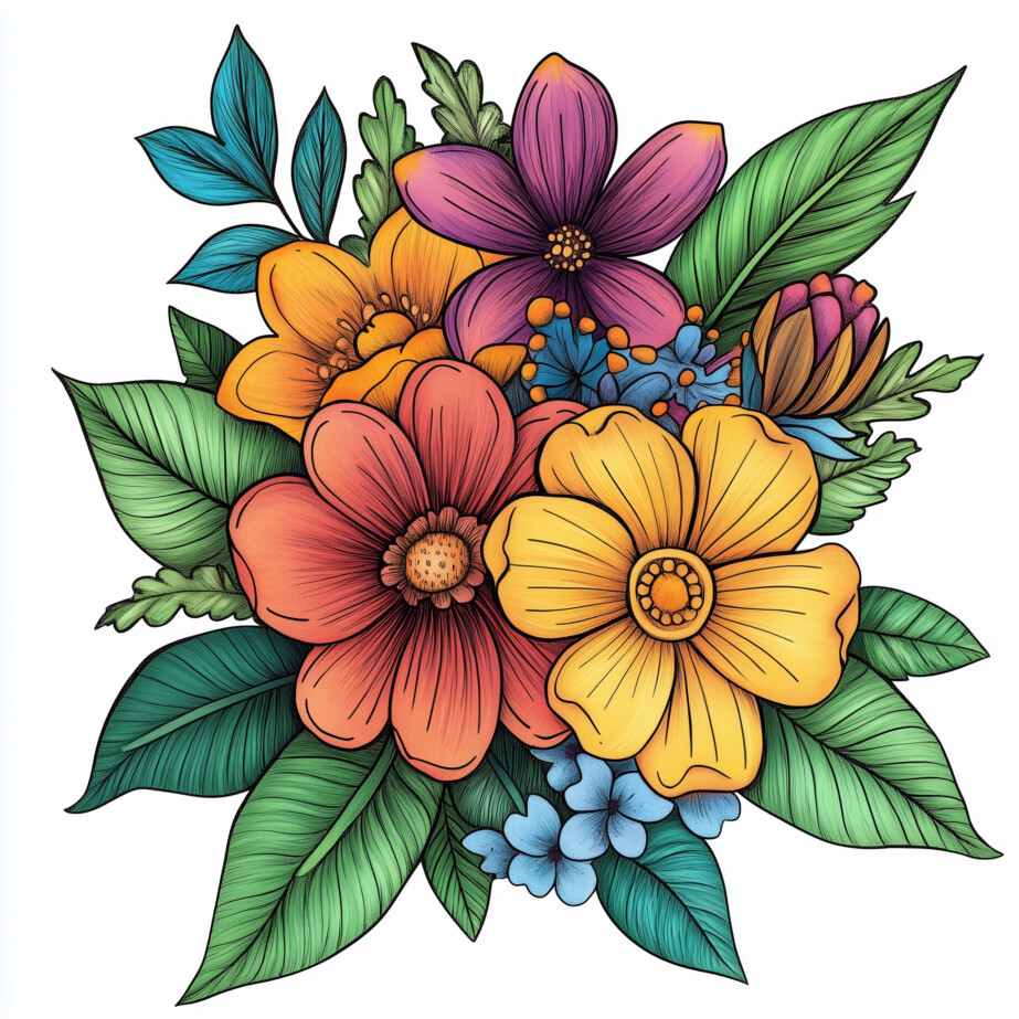 Detailed Flower Coloring Pages 2