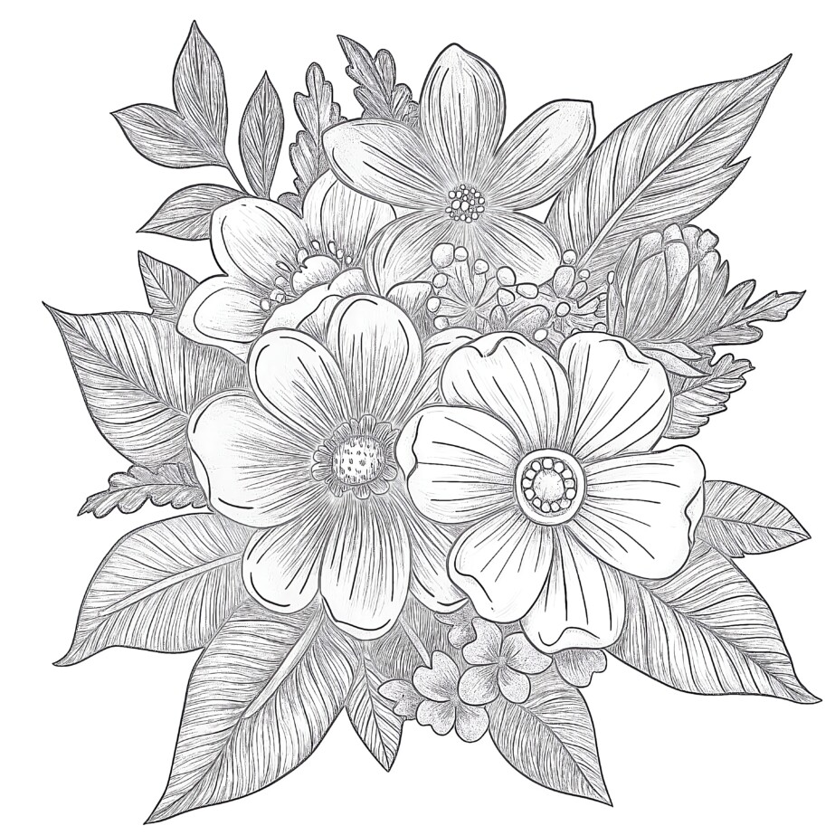 Detailed Flower Coloring Pages