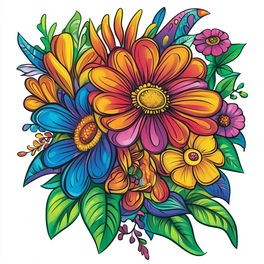 Difficult Flower Coloring Pages 2