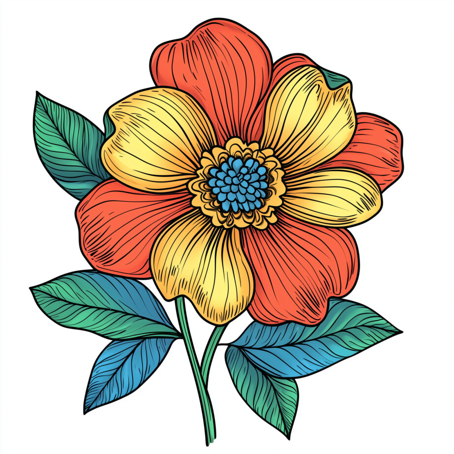 Easy Coloring Pages Flowers 2