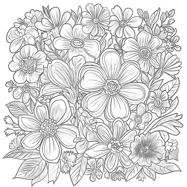 Floral Coloring Page | Coloring Pages Mimi Panda