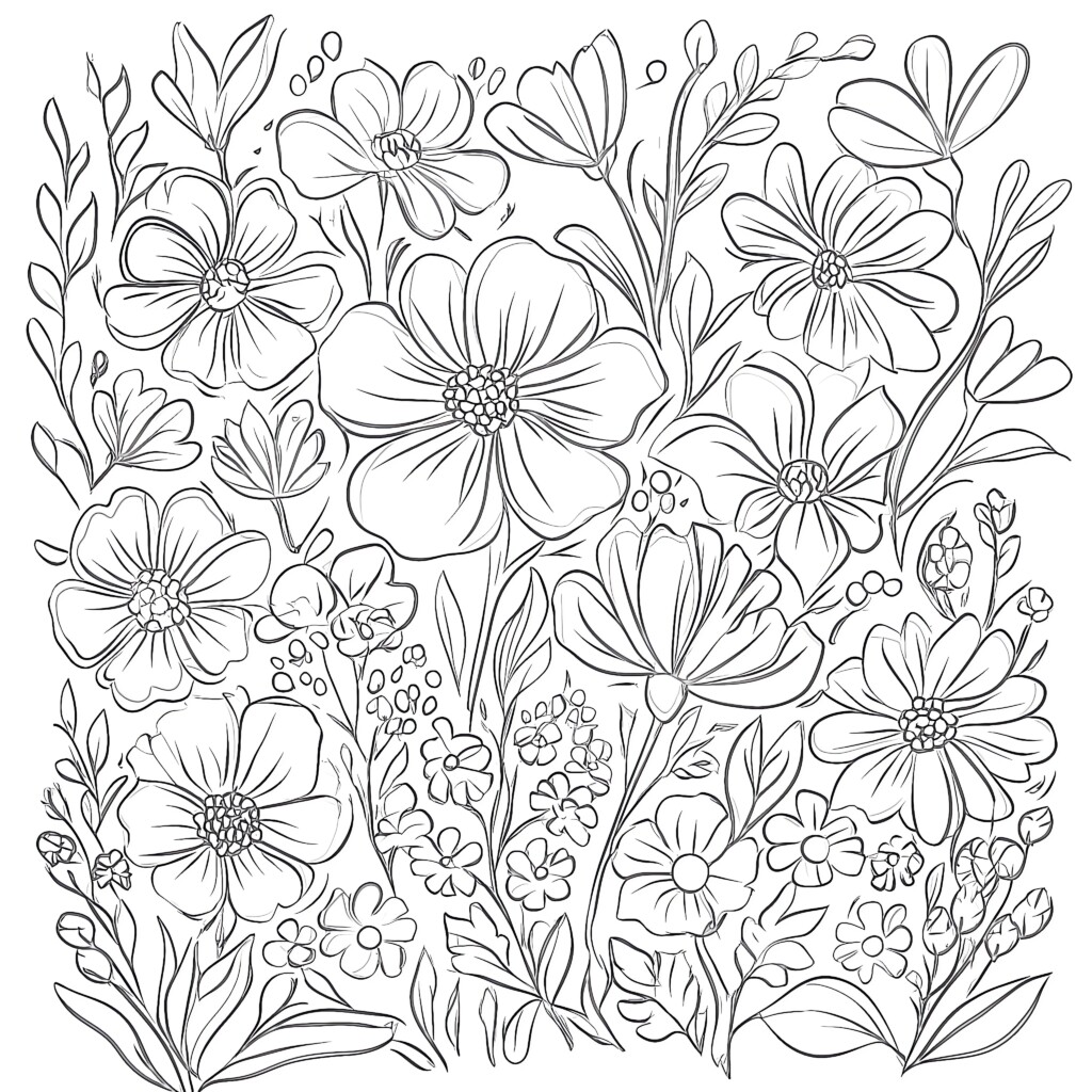 Flower Template For Coloring Page | Coloring Pages Mimi Panda