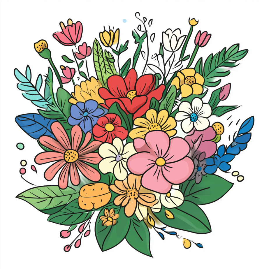 Flower Coloring Drawing 2