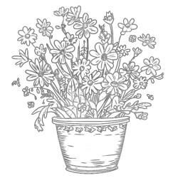 Flower In A Pot Coloring Page - Printable Coloring page