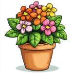 Flower In Pot Coloring Page 2 2