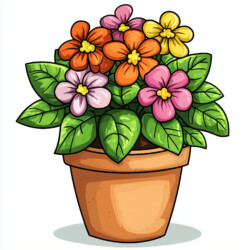 Flower In Pot Coloring Page - Origin image