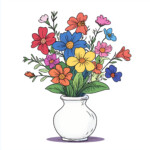 Flower In Vase Coloring Pages 2 2