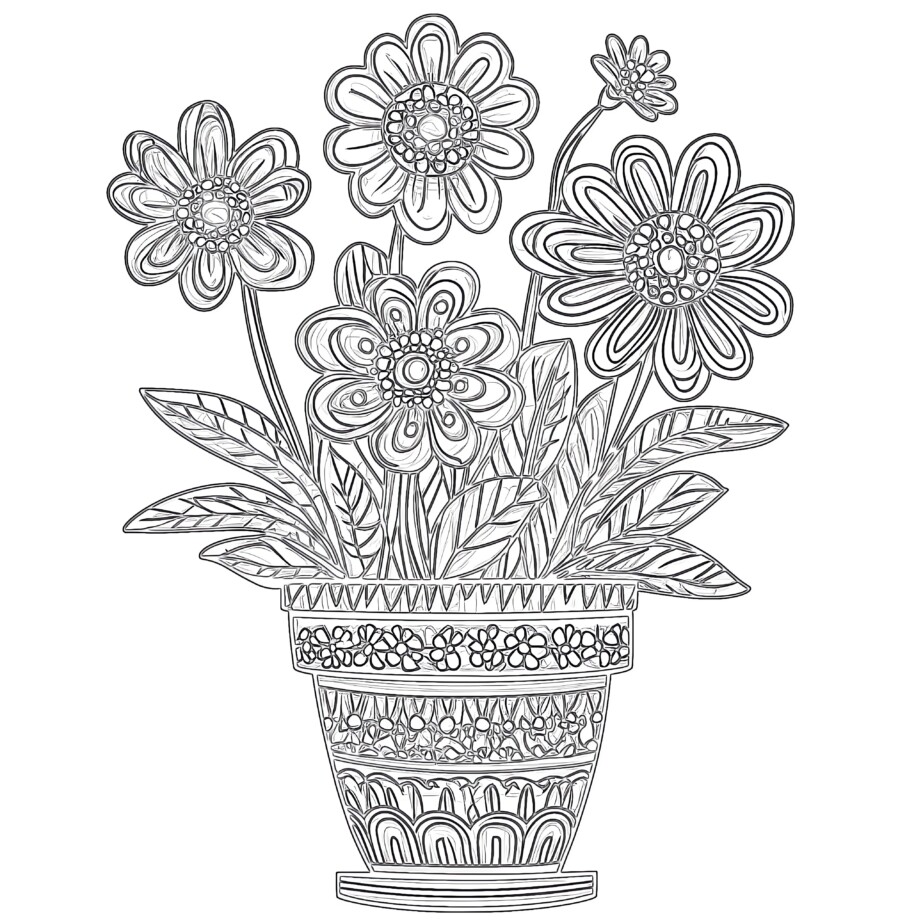 Flower Pot Pictures To Color