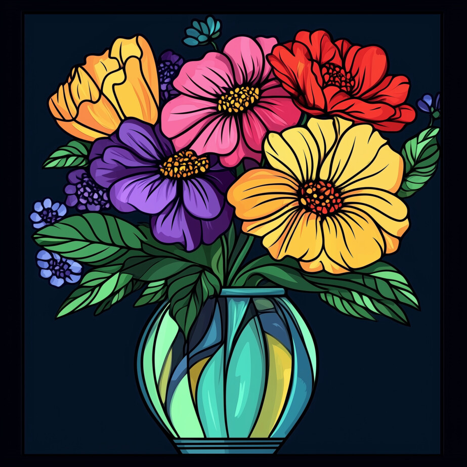 Flower Vase Coloring Page 2