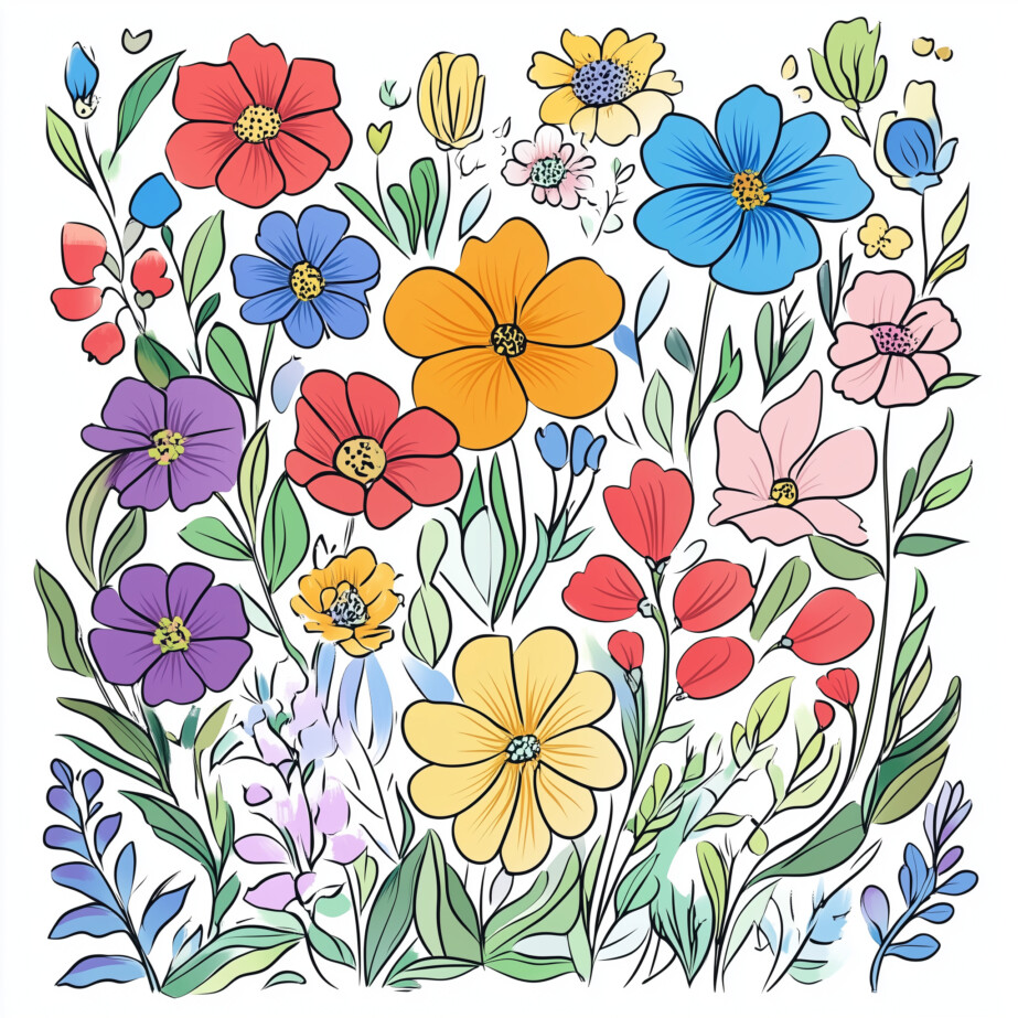 Free Coloring Book Flowers 2