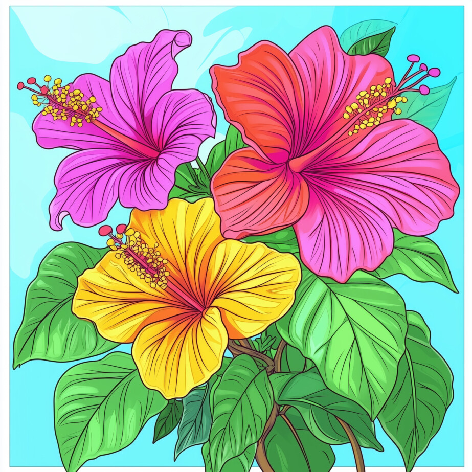 Hibiscus Colouring 2