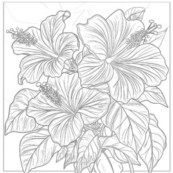 Hibiscus Colouring - Printable Coloring page