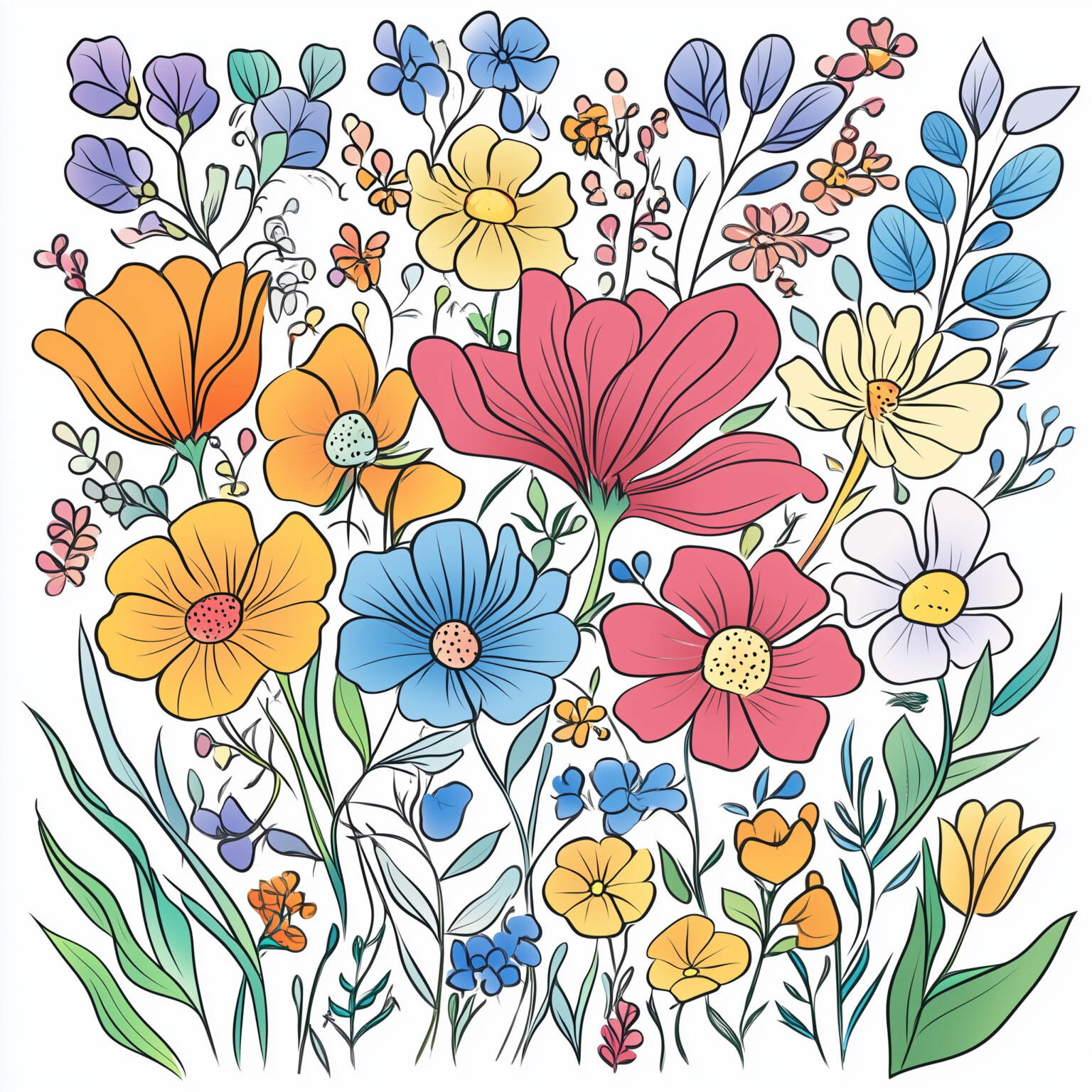 Pictures Of Flowers Coloring Page | Coloring Pages Mimi Panda