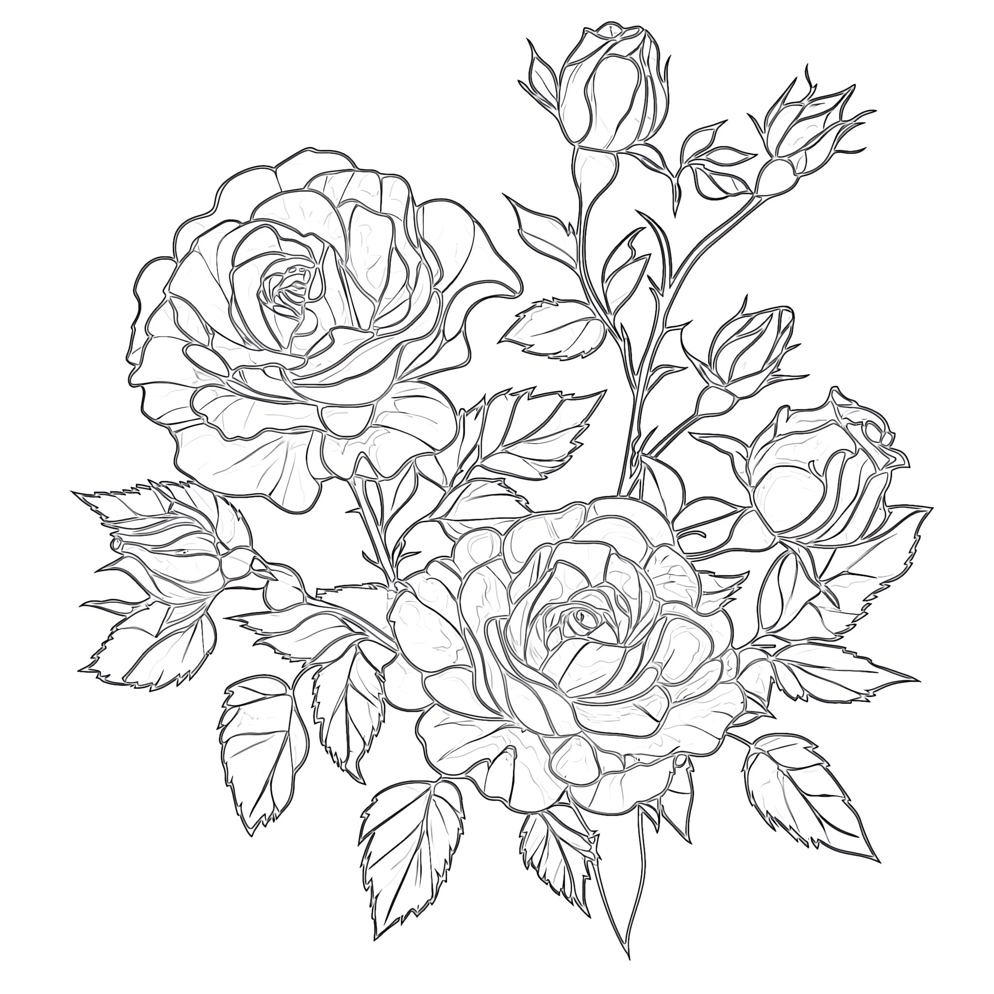 Rose Coloring Book Page | Coloring Pages Mimi Panda