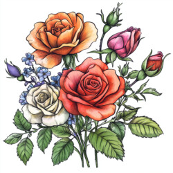 Roses And Flowers Coloring Pages - Origin image