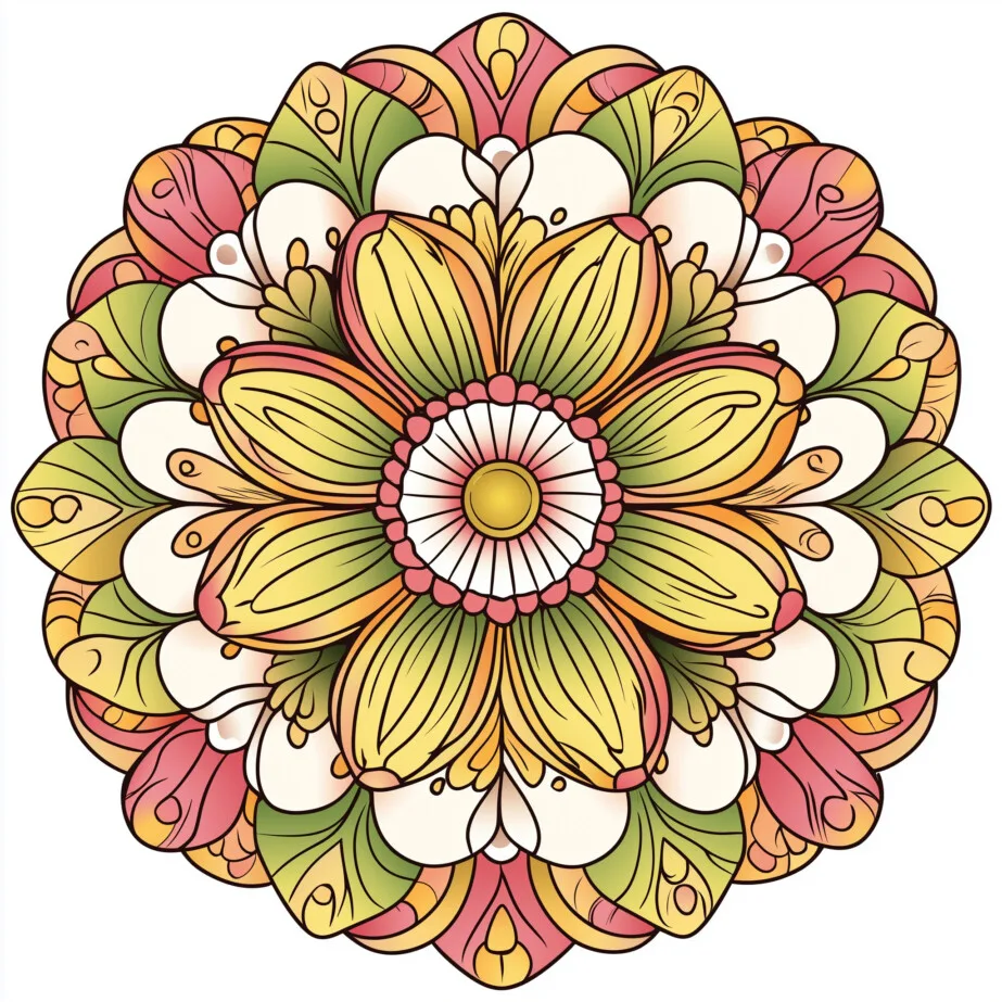 Easy Flower Mandala Coloring Pages | Coloring Pages Mimi Panda