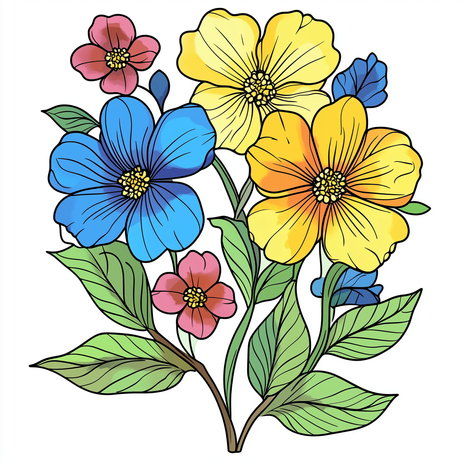 Easy Printable Flower Coloring Pages | Coloring Pages Mimi Panda