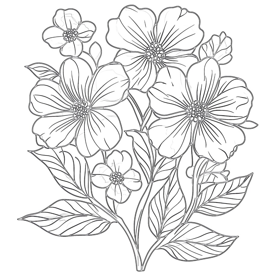 Easy Printable Flower Coloring Pages