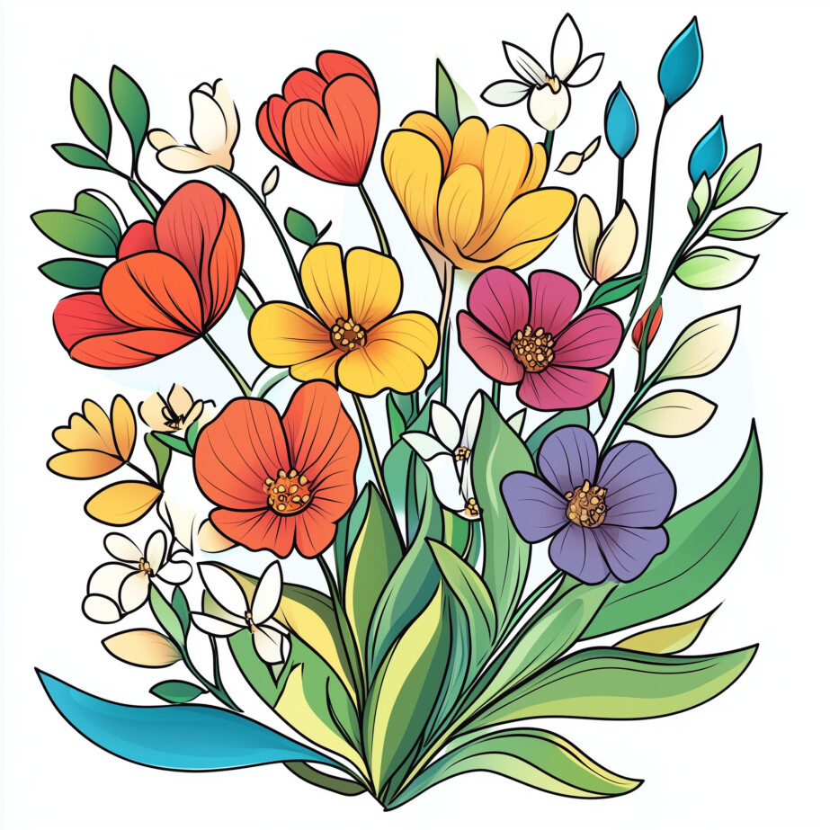 Finished Coloring Pages Flowers 2