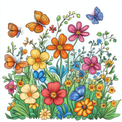 Flower And Butterfly Colouring Pages - Origin image