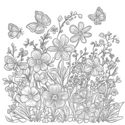 Flower And Butterfly Colouring Pages - Printable Coloring page