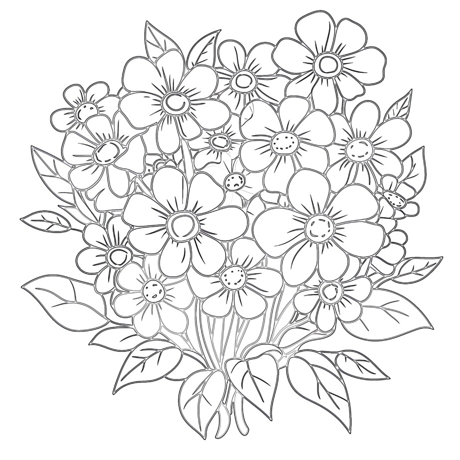 Flower Bouquet Colouring