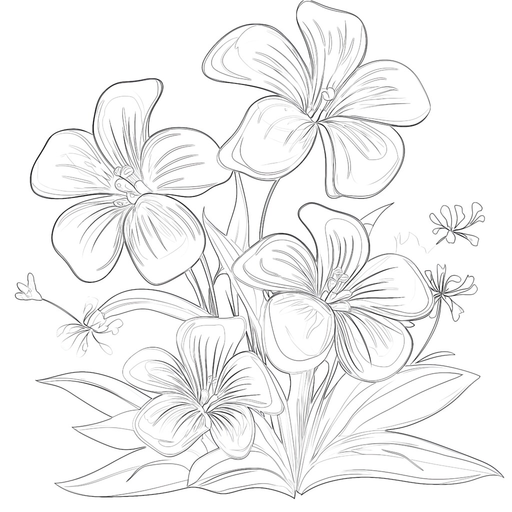 Flower Clipart Coloring Page | Coloring Pages Mimi Panda