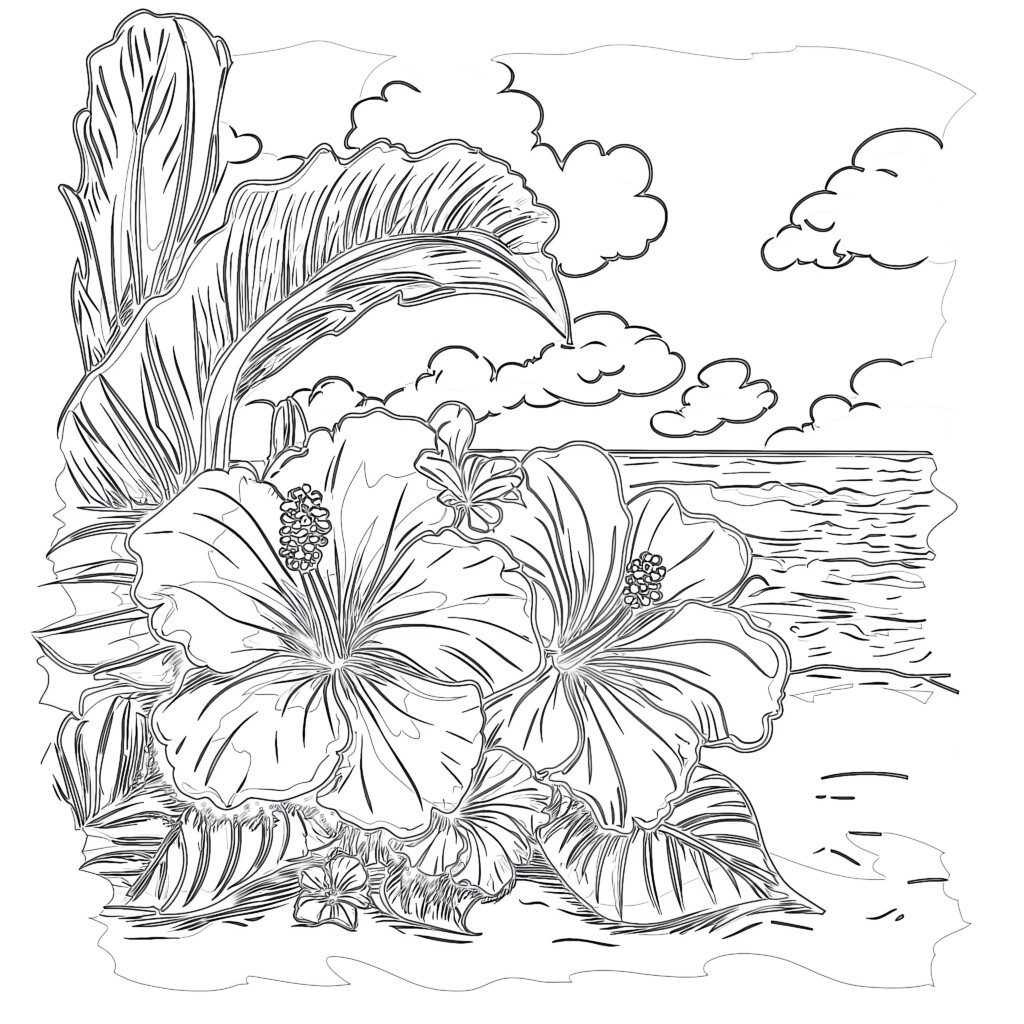 Flower Drawing Printable | Coloring Pages Mimi Panda