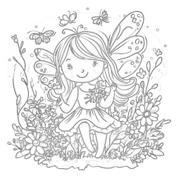 Flower Fairy Coloring Page - Printable Coloring page